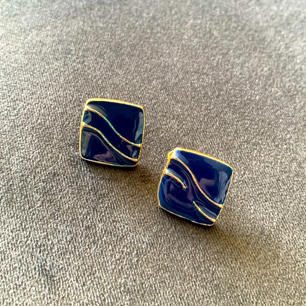 Vintage blue gold earrings